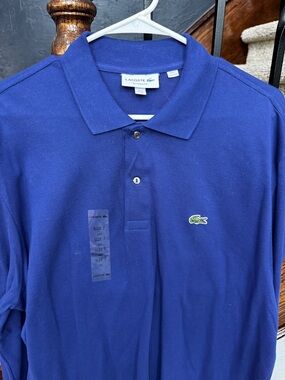 New XXL Classic  fit Lacoste Men's Royal Blue Pique Polo with Crocodile Logo